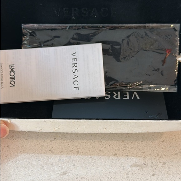 Versace Black Oversized Sunglasses with Glossy Finish - Picture 6 of 6